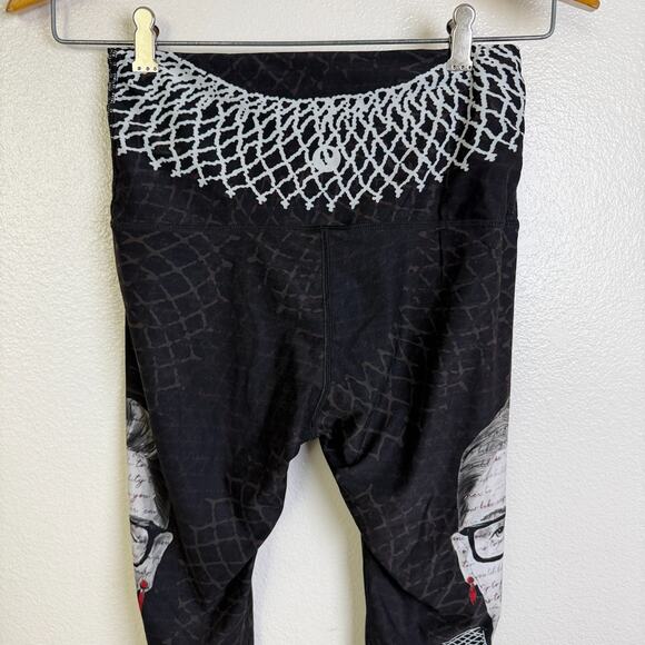 Yoga Democracy RGB Ruth Bader Ginsberg Leggings Womens Small Black Gym Stretch - Picture 7 of 12